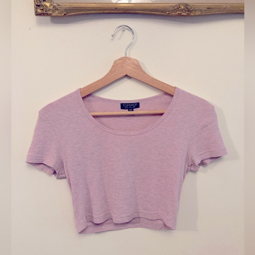 Vintage Topshop Light Pink Cropped Short Sleeve Top Size 4